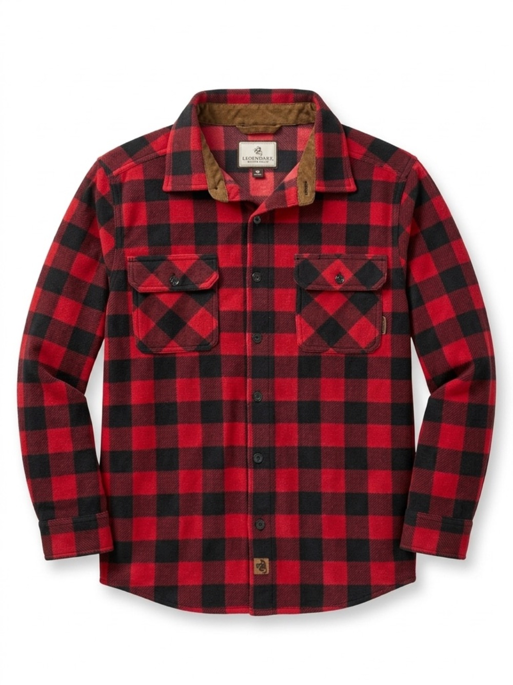 Men's Heavyweight Navigator Fleece Shirt | Red Buffalo Plaid | Men’s Medium